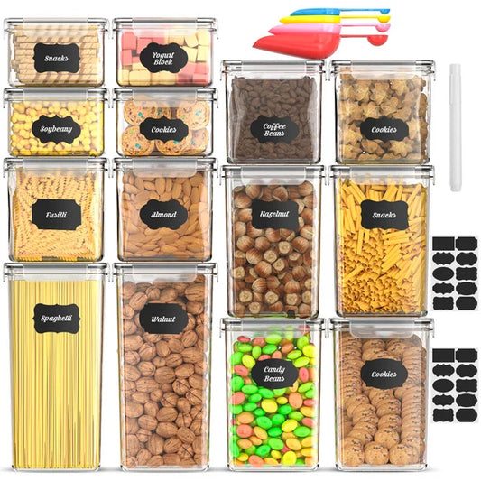 14-pack Mat Förvaring - Lufttäta Burkar med Lock - Kit Transparent