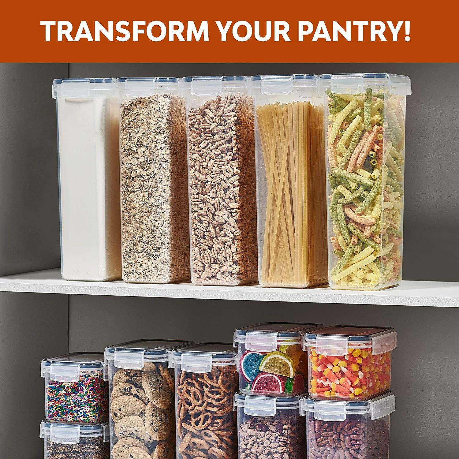 14-pack Mat Förvaring - Lufttäta Burkar med Lock - Kit Transparent