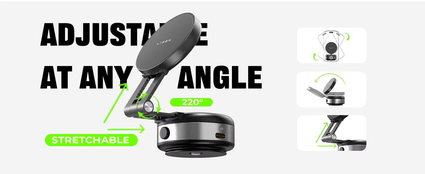 LISEN Elektrisk Vakuum Sugkopps Magnetisk Mobilhållare