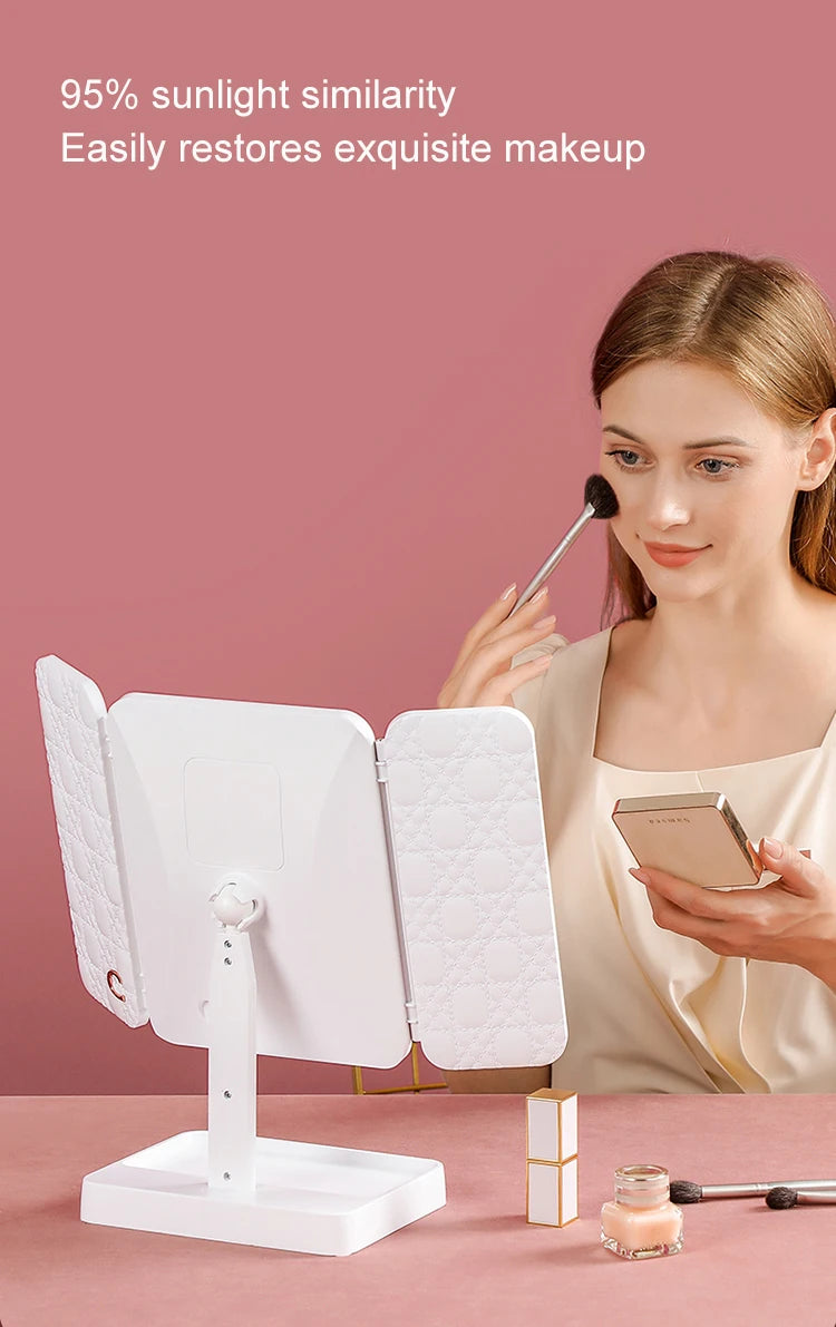 Tri-Fold LED Sminkspegel – Perfekt makeup varje gång!