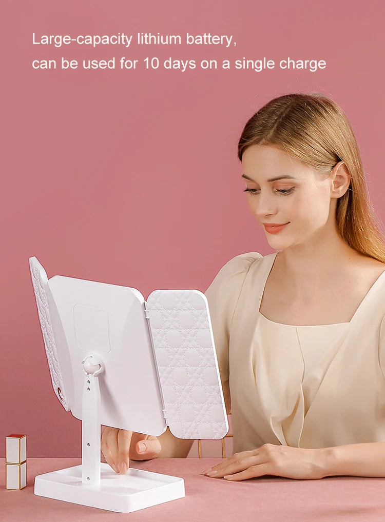 Tri-Fold LED Sminkspegel – Perfekt makeup varje gång!