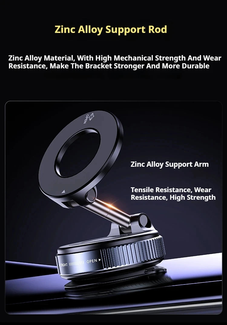 MagGrip 360° – Magnetisk Mobilhållare för Bil med Sugkopp och Fällbar Design
