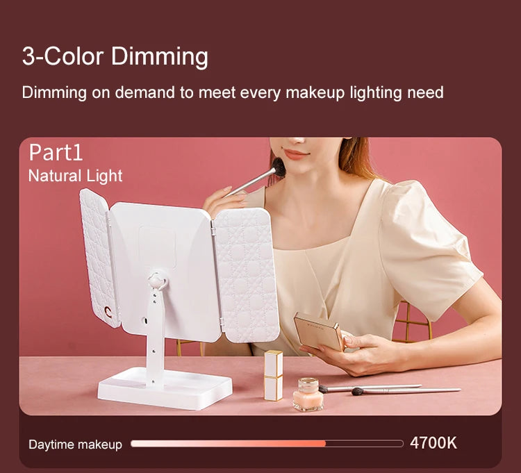 Tri-Fold LED Sminkspegel – Perfekt makeup varje gång!