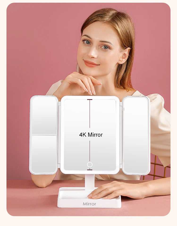 Tri-Fold LED Sminkspegel – Perfekt makeup varje gång!