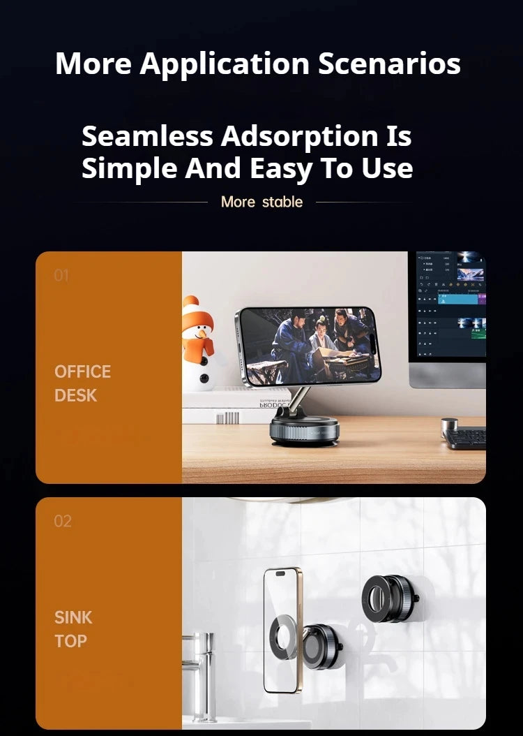 MagGrip 360° – Magnetisk Mobilhållare för Bil med Sugkopp och Fällbar Design
