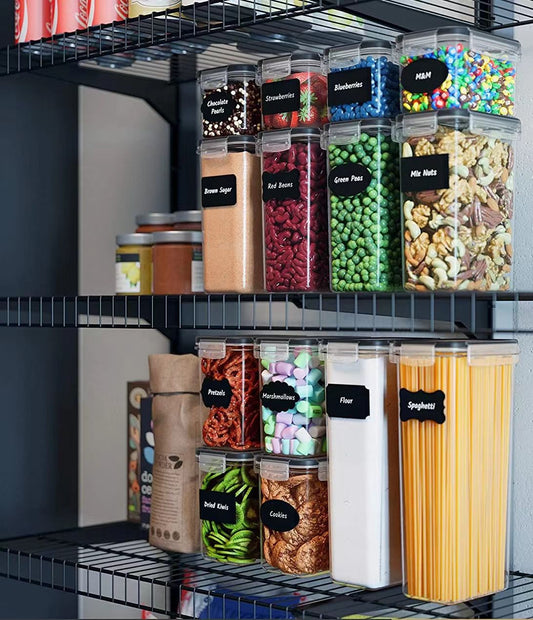 14-pack Mat Förvaring - Lufttäta Burkar med Lock - Kit Transparent