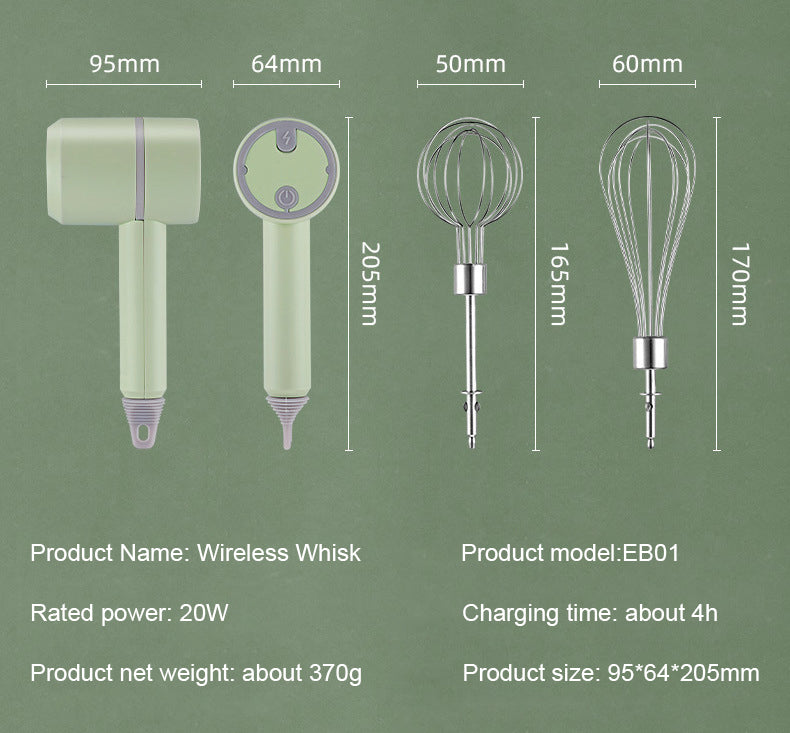 Uppladdningsbar 3-växlad Handmixer – Portabel Kraft för Alla Dina Bakbehov!